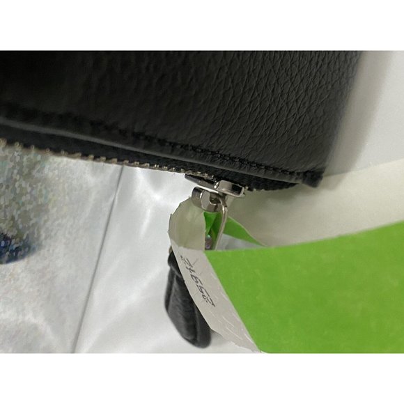COACH BLACK LEATHER Accordion Zip Wallet w/Studded Coach Script + TISSUE PAPER - Picture 6 of 16